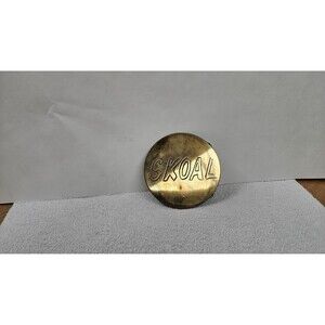 Homemade Skoal Belt Buckle Round Brass Tone Metal Tobacco Advertising Logo